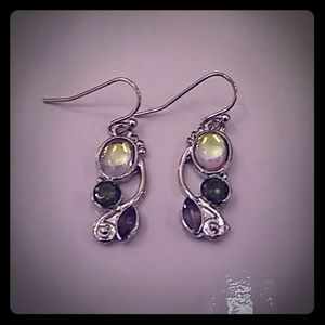 Multi Colored Stones, Drop Earrings